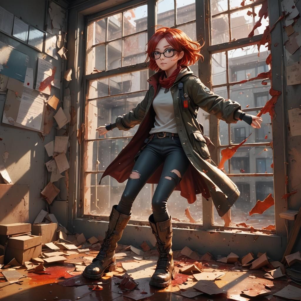 Anime Lady Stepping in Feces: 3D Art