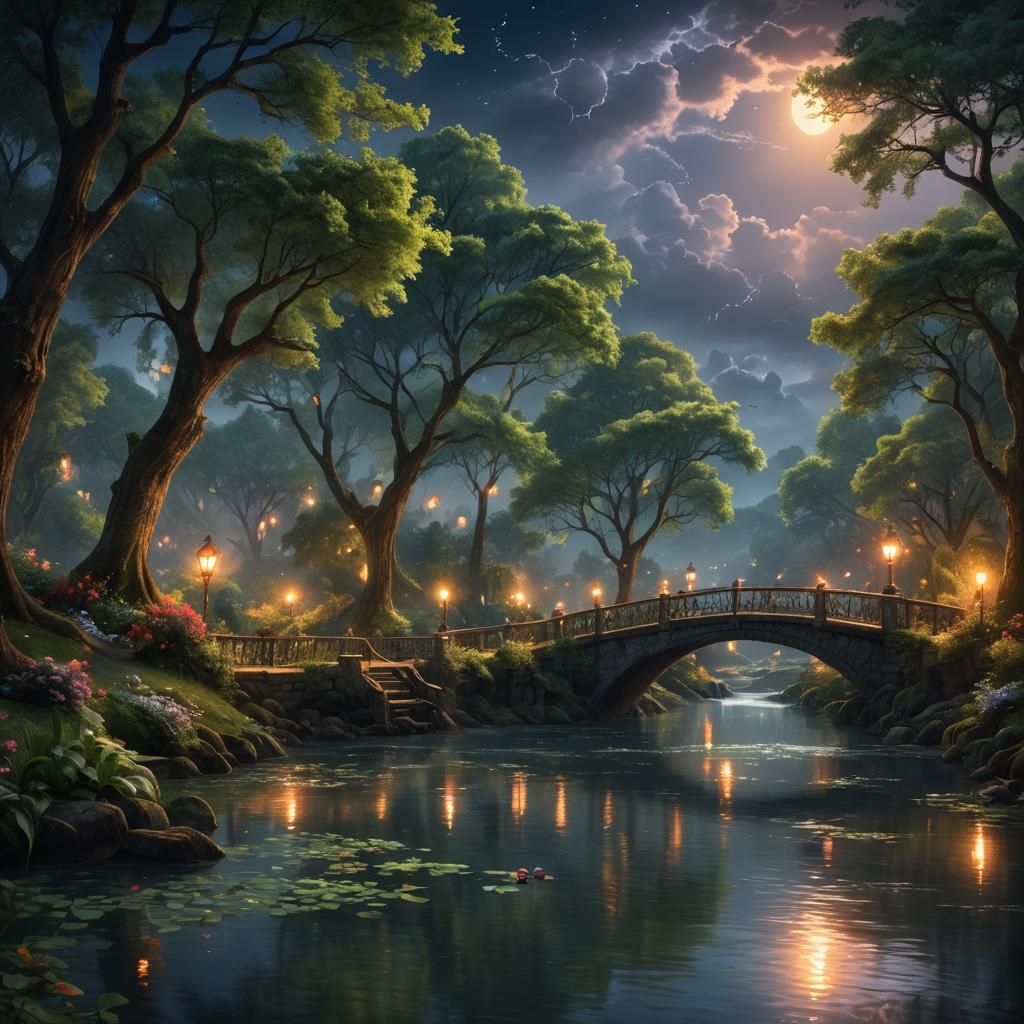 Enchanted Summer Night Dreamscape in Digital Painting