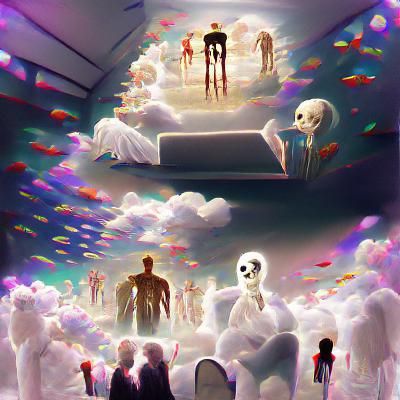 Ethereal Afterlife Scene with Dreamlike Imagery