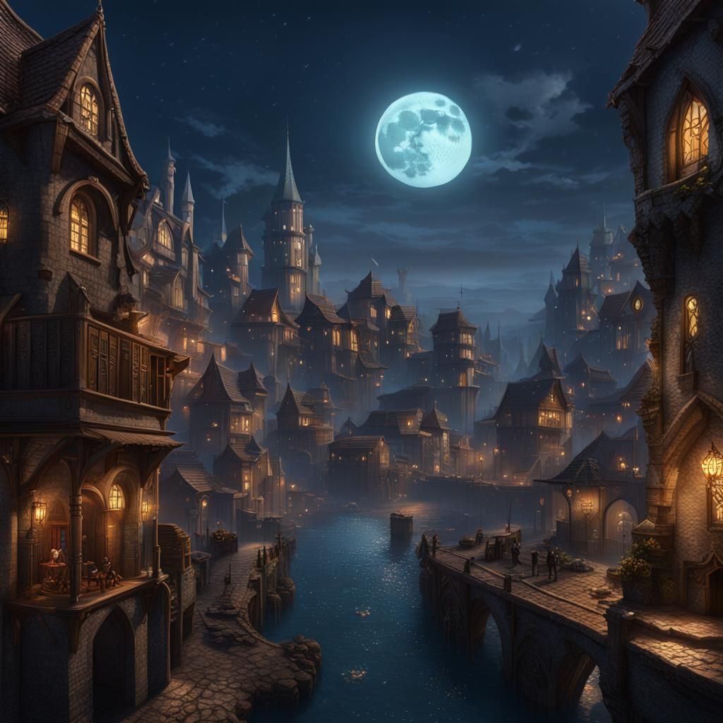 Waterdeep Streets Under Selûne: D&D Concept Art