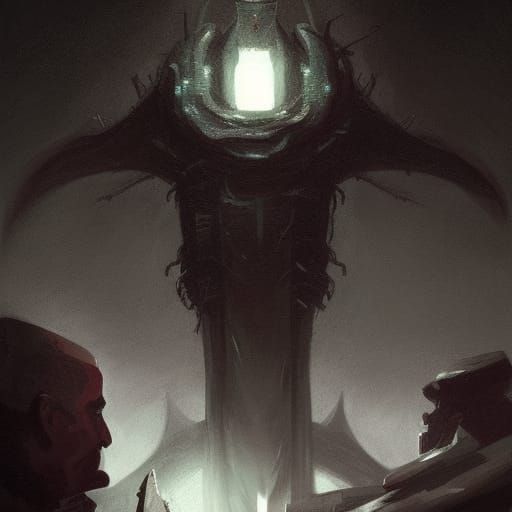 Tesla Confronts Lovecraftian Horror: Sinister Art