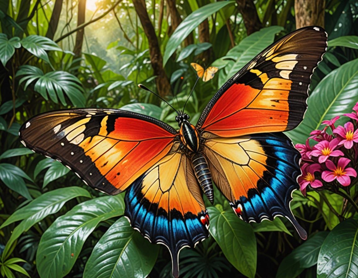 Vibrant Tropical Butterfly in Exotic Jungle