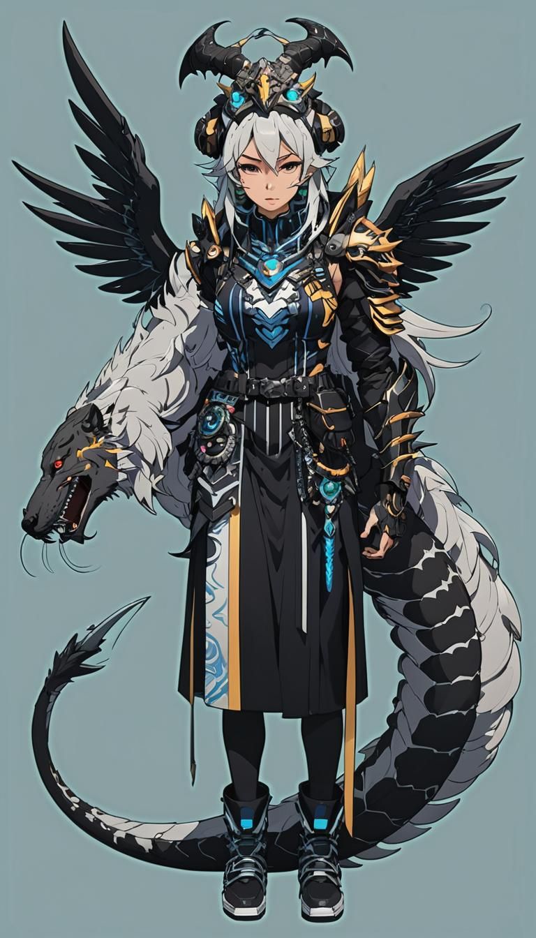 Anime Chimera Woman in Neon Tokyo