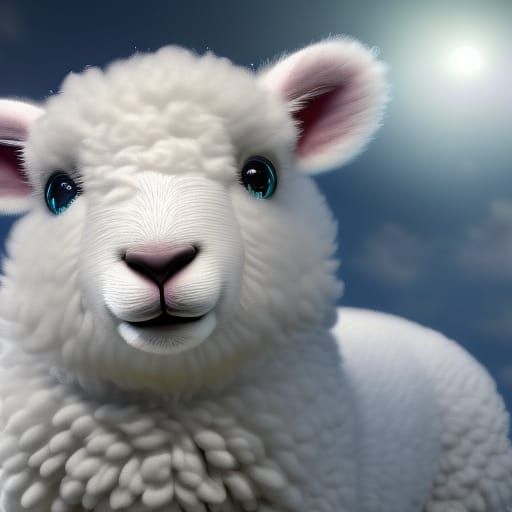 Adorable Fluffy Lamb with Dreamy Eyes