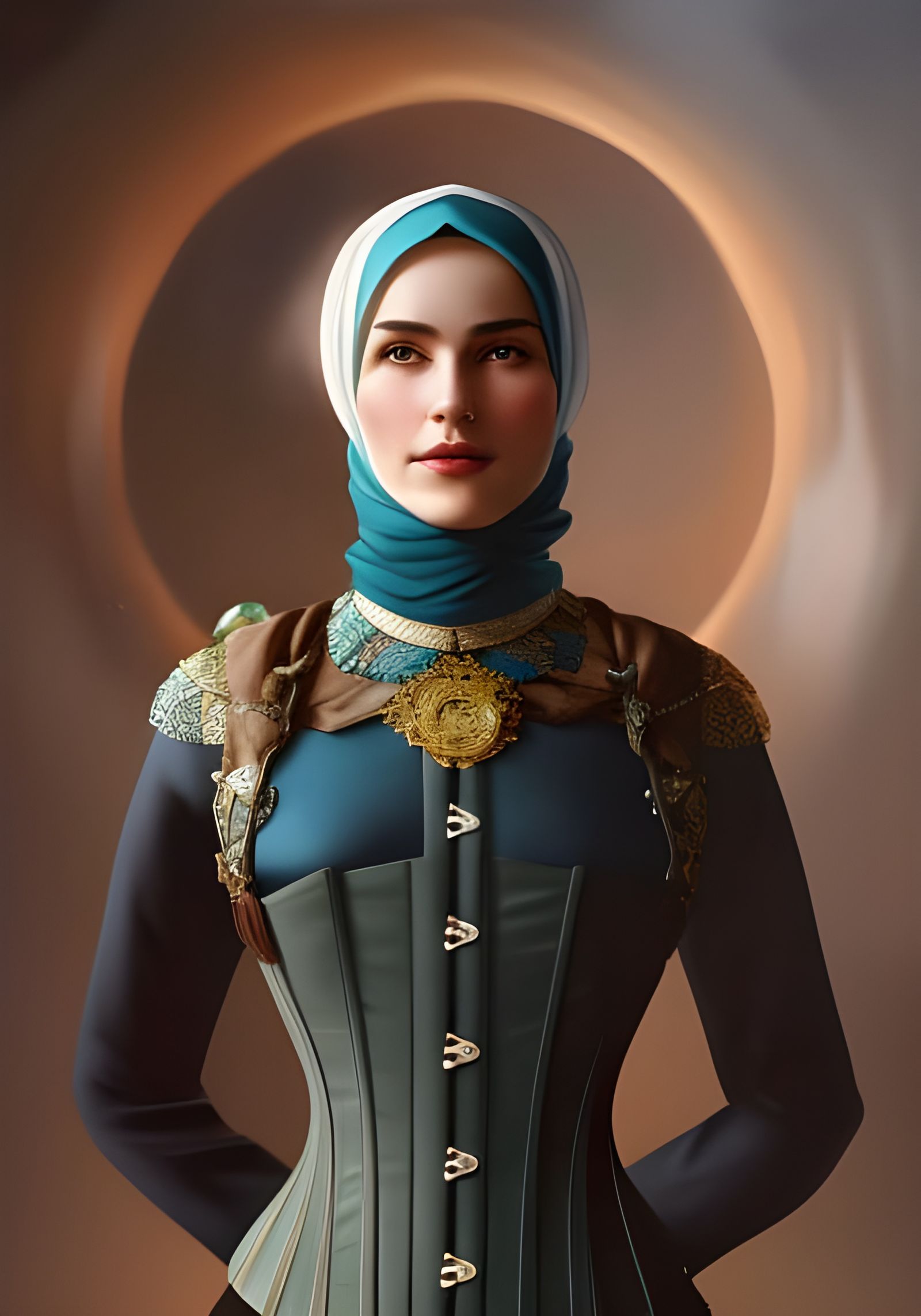 German Woman in Hijab: Hyperdetailed Art Nouveau Portrait