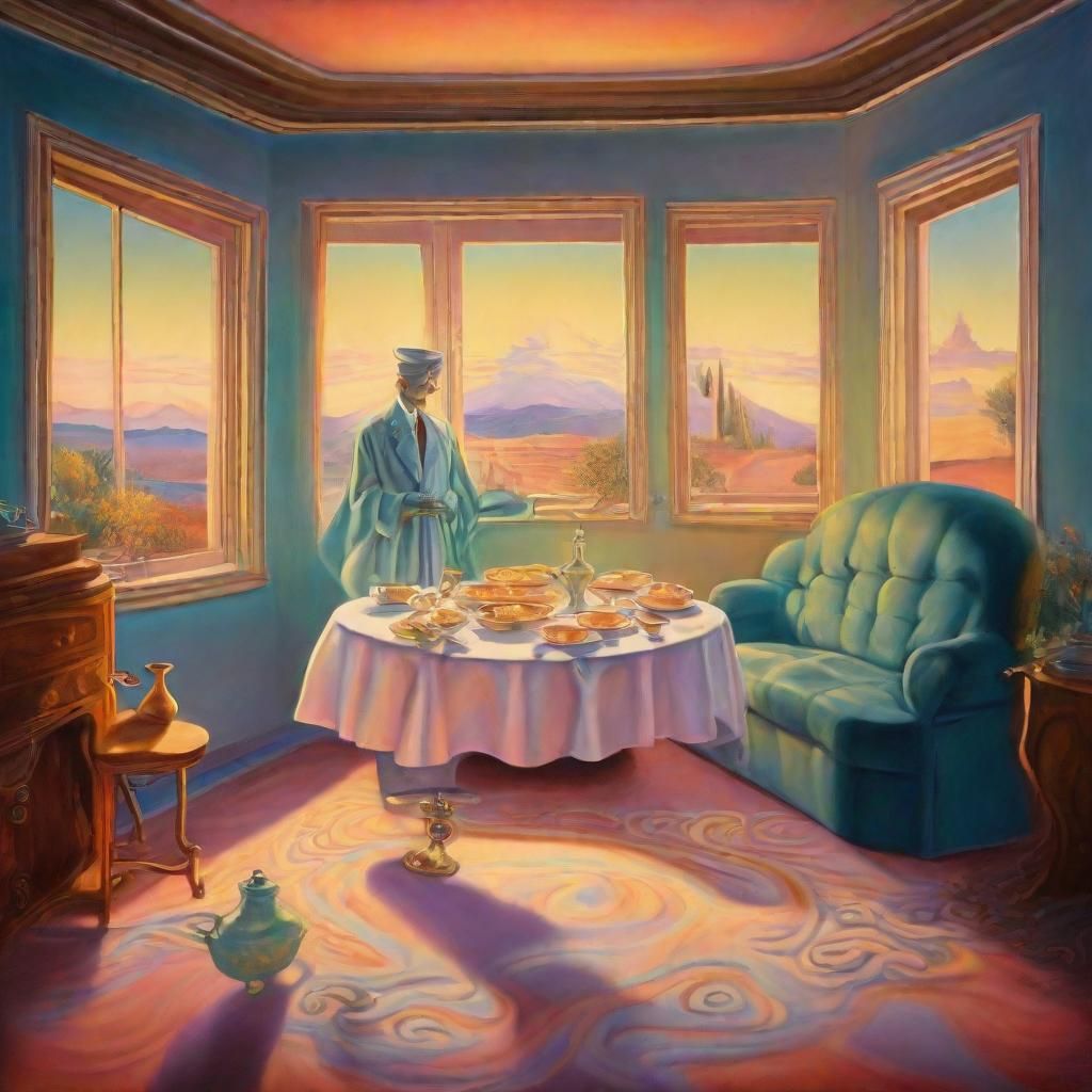God Brings Casserole: Surrealist Living Room Scene