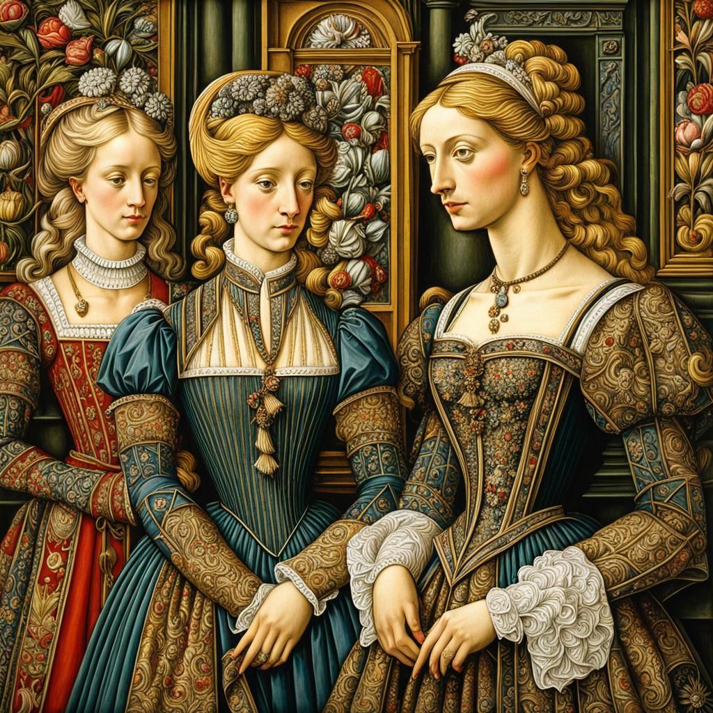 Anime Princess Shopping, Impasto Renaissance Art