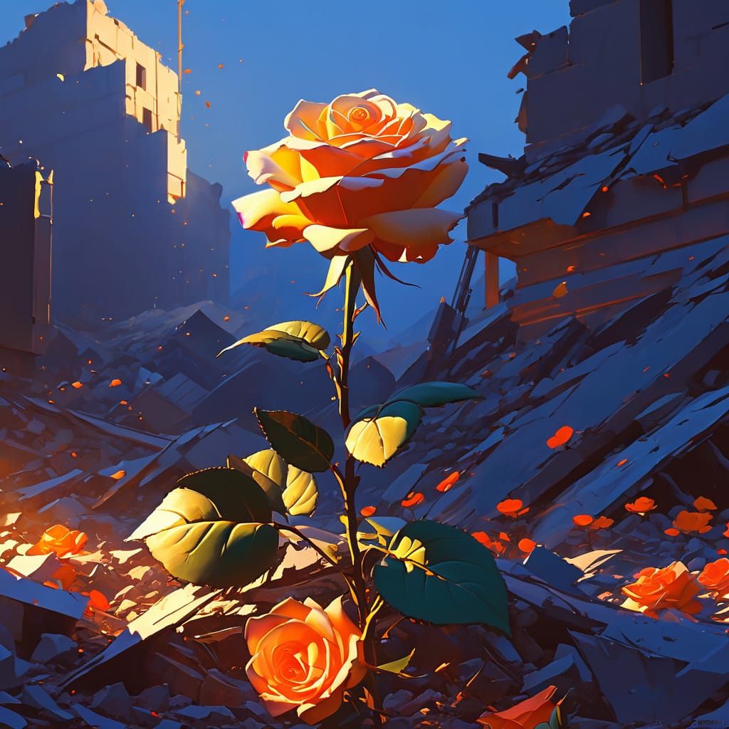 Surreal Rose Emerges in Dreamlike Digital Painting