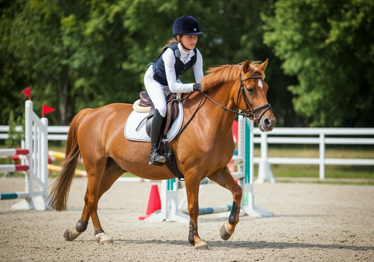 Elegant Young Rider in Mid-Jump