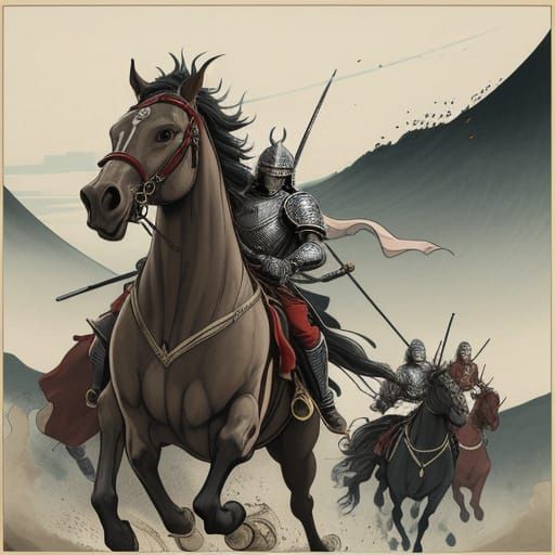 Ukiyo-e Style Battle of Rohan at Minas Tirith