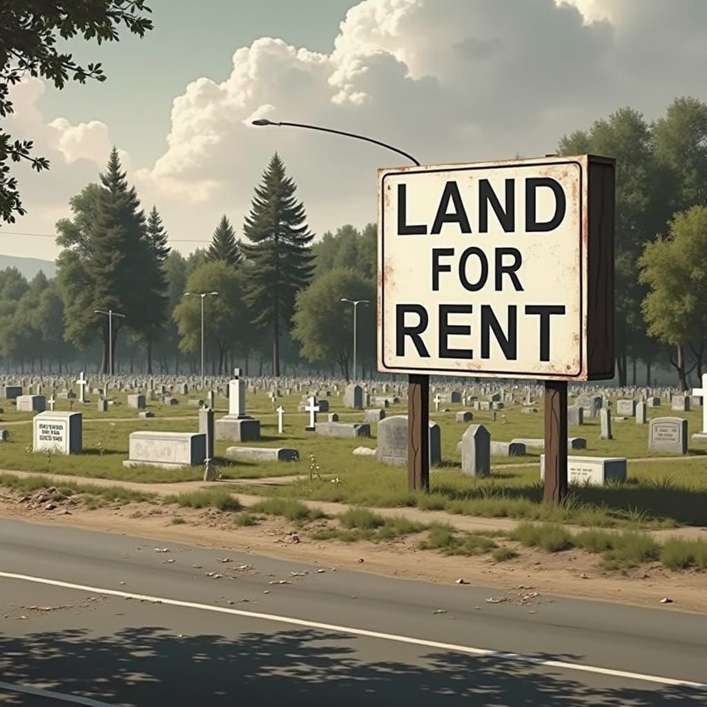Abandoned Cemetery Advertising Billboard Concept Art