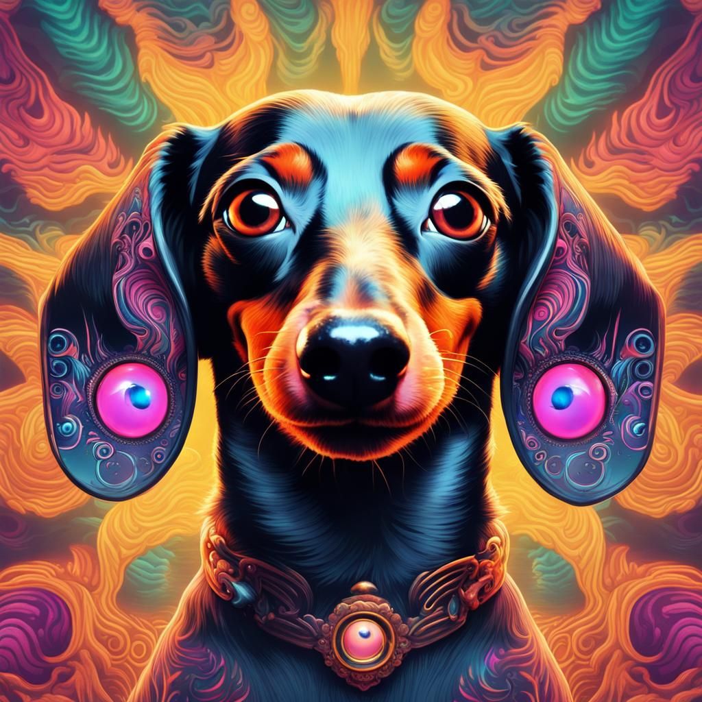 Psychedelic Three-Eyed Dachshund Poster Art