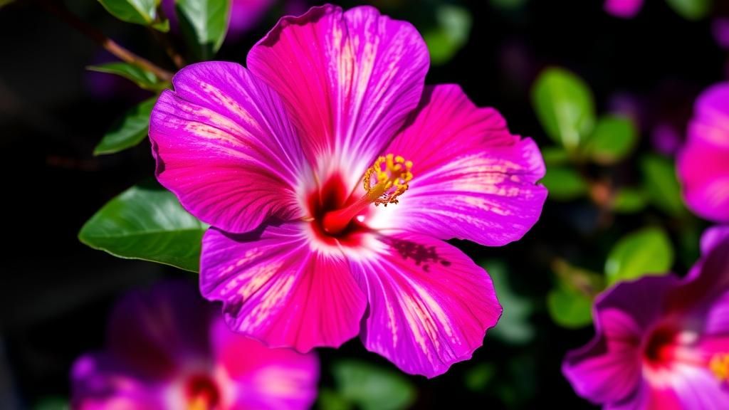 Iridescent Hibiscus and Jacaranda Floral Arrangement