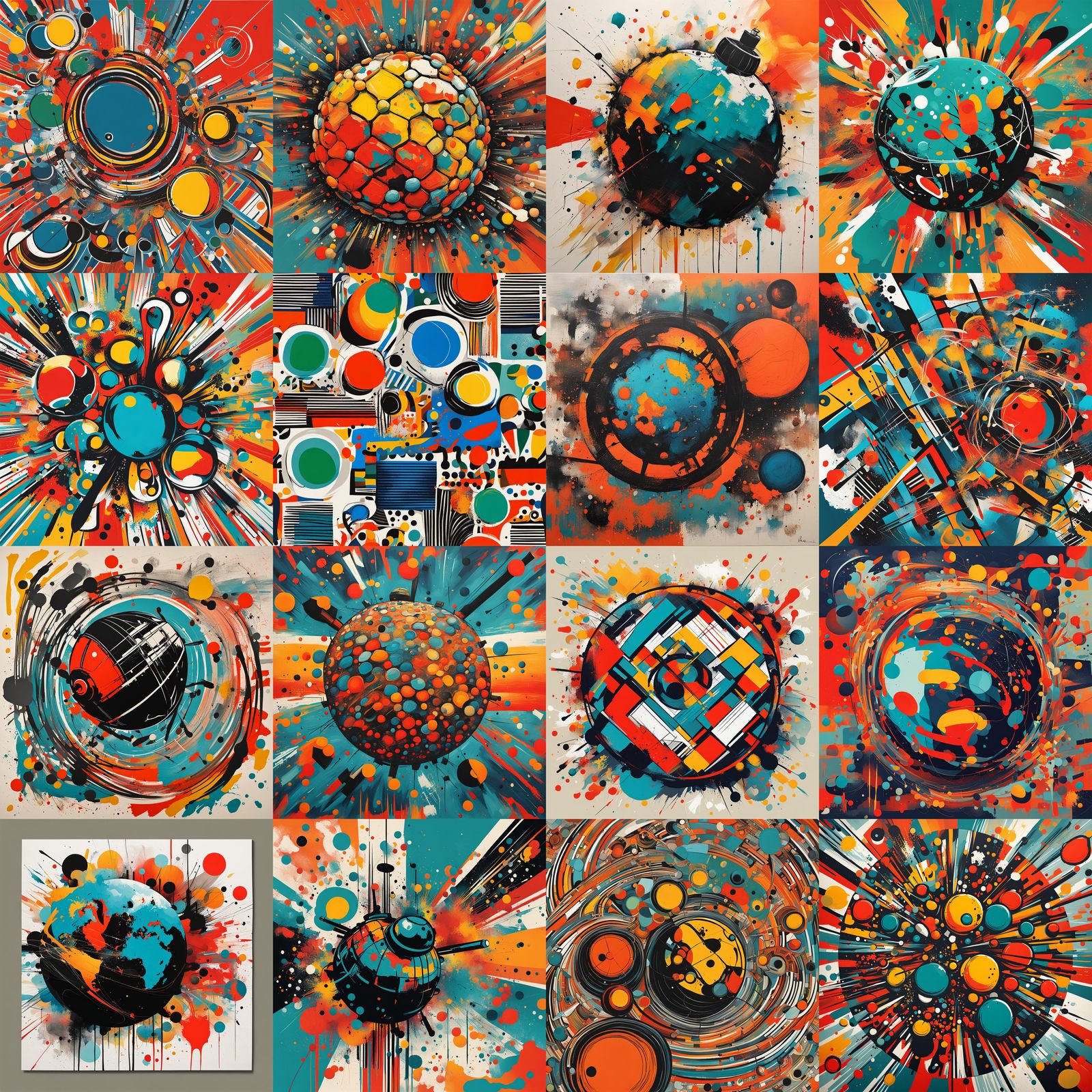Abstract Bomb Art with Complementary Colors