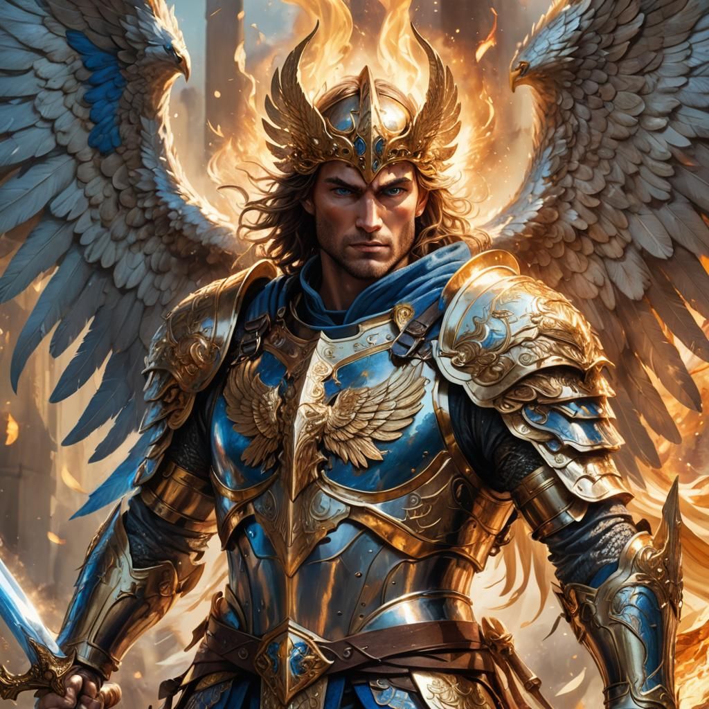 St Michael Battling Demons in Digital Art Style