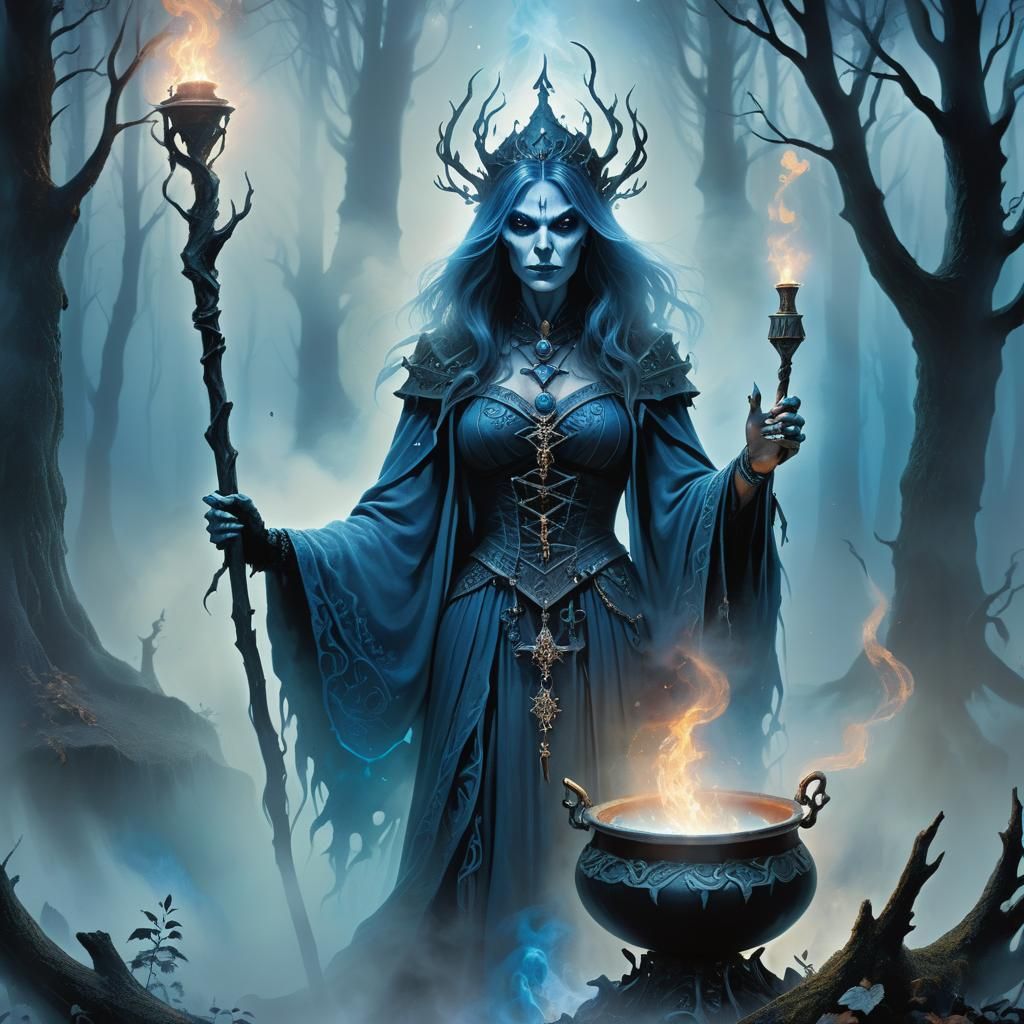 Mystic Witch Leader in Swirling Fog