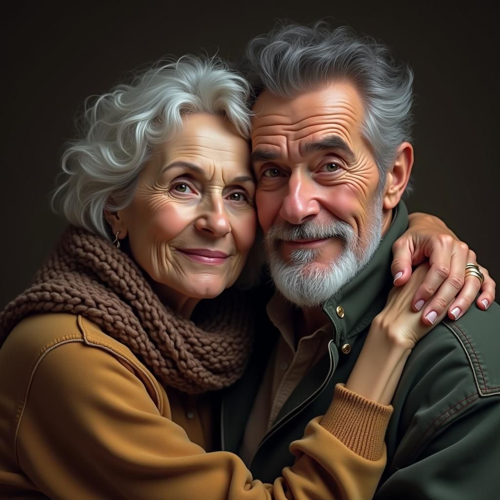Elderly Gay Couple Portrait in Painterly Style