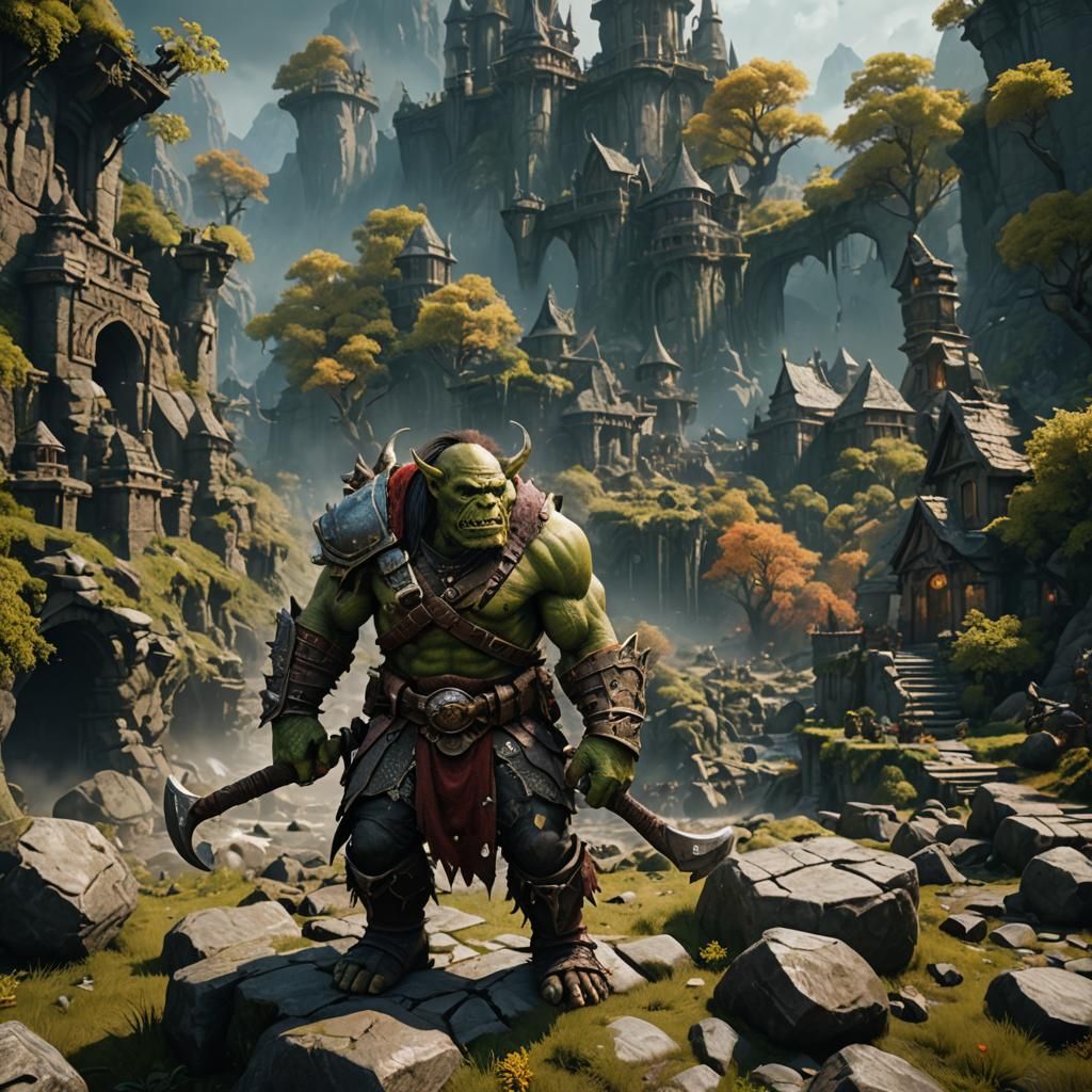 Detailed Orc Matte Painting in Deep Color