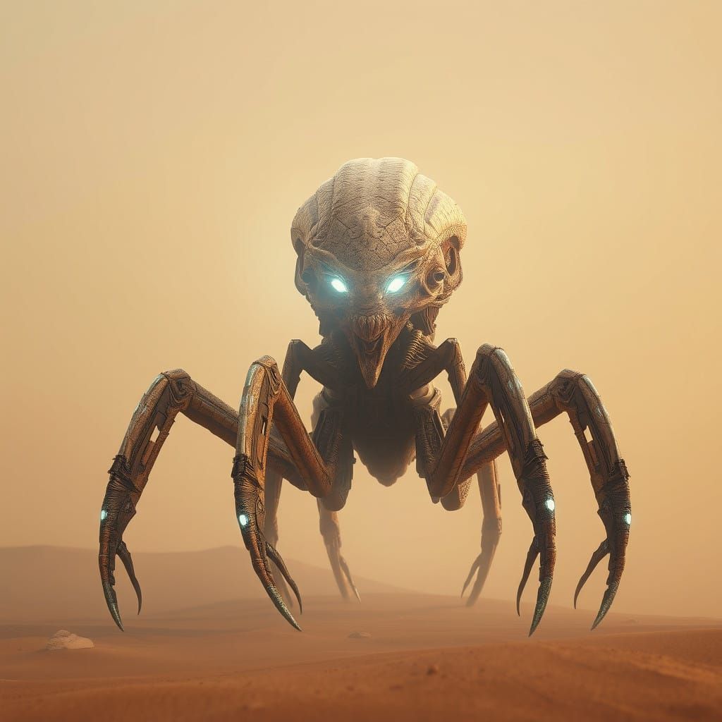 Biomechanical Alien Predator Emerges from Desert Haze
