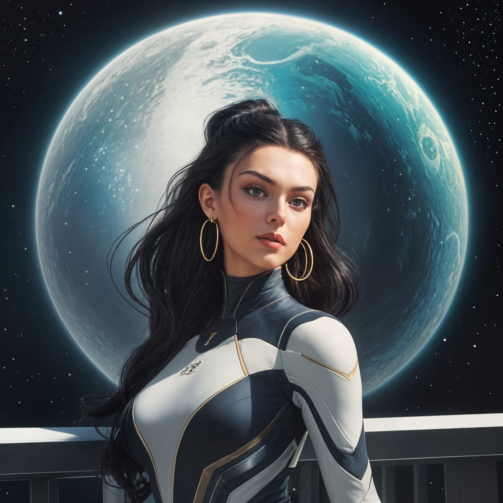 Regal Galactic Space Queen in Futuristic Elegance