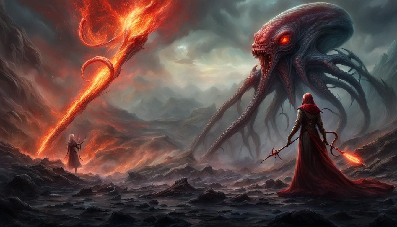 Sci-Fi Alien Women Battle on Ethereal Planet