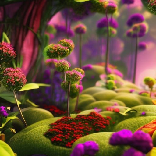 Fantastical Secret Flower Garden in Detailed Matte Painting
