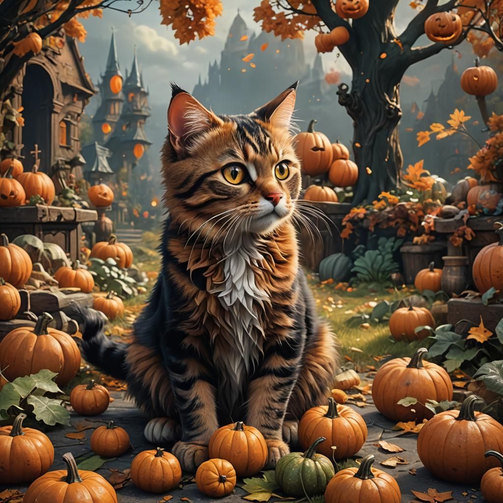 Majestic Cat Named Pumpkin: Fantasy Concept Art