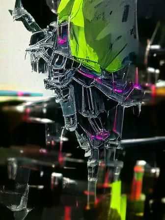 Colorful Crystalline Mech Line Drawing