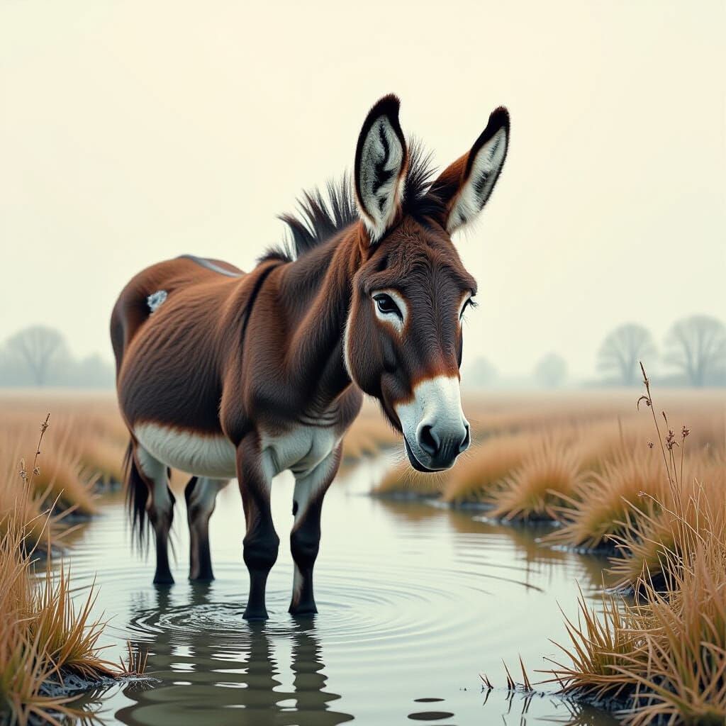 Donkey Depicted with Schlieren Method in Pointillism Style