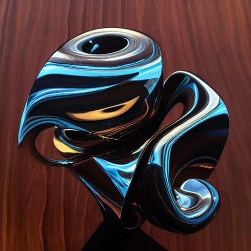 Surreal Polished Steel Sculpture Reflecting Light