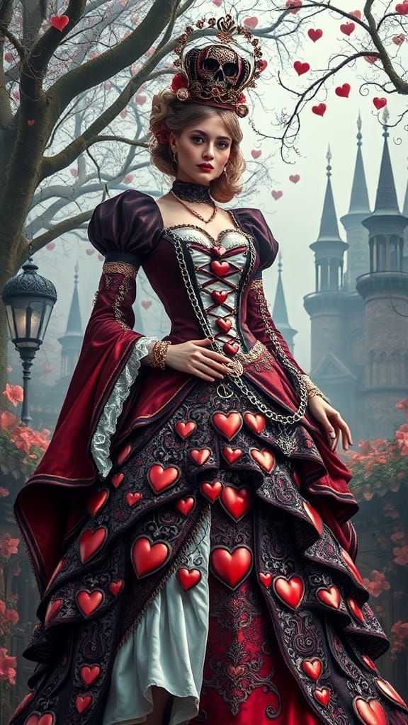 Steampunk Queen of Hearts in Wonderland
