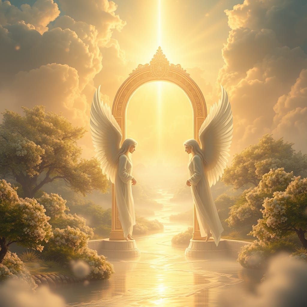 Majestic Pearl Gate to Celestial Realm in Digital Art