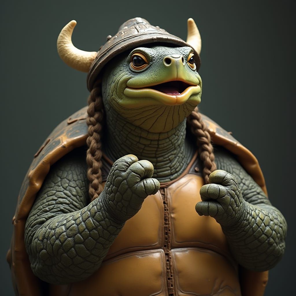 Turtle Viking Opera Singer: Digital Art