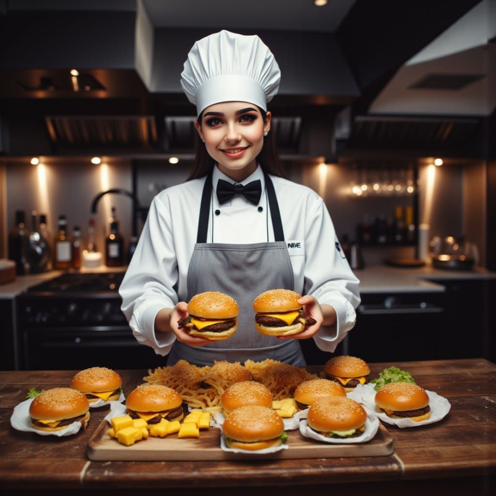 Chef With Cheeseburgers