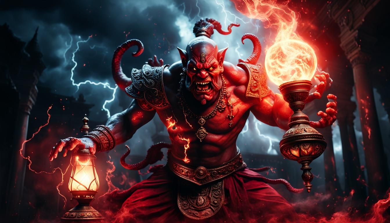 Ominous Genie Erupts from Ancient Lamp