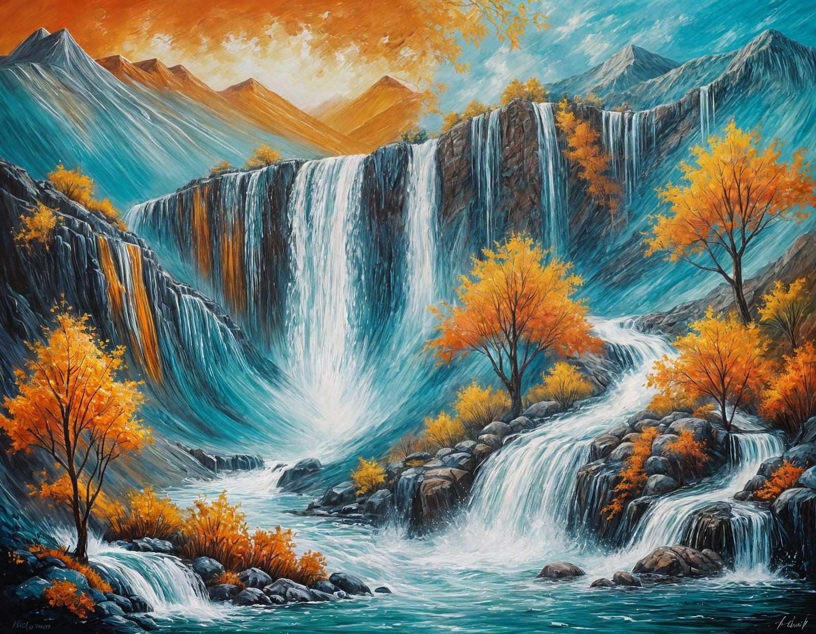 Bridal Veil Waterfall: Abstract Art in Complementary Colors