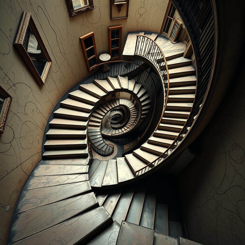 Impossible Staircase Inspired by Escher and Dali