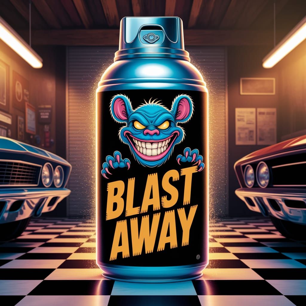 RatFink Compressed Air Can in Vibrant Digital Art