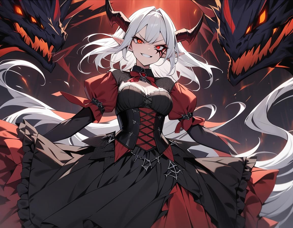 Dragon Elf Girl in Gothic Dress