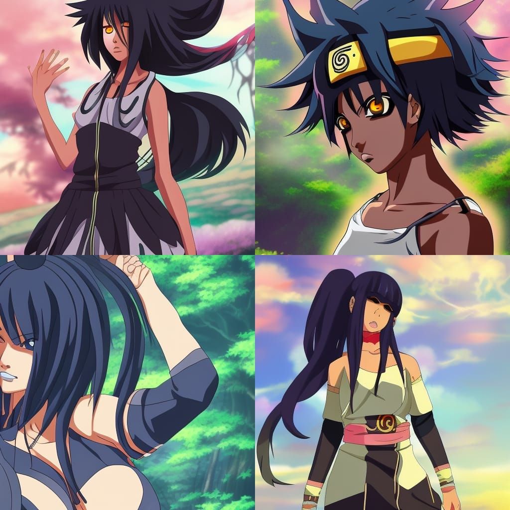 Anime Black Goddess Naruto in Deep Color