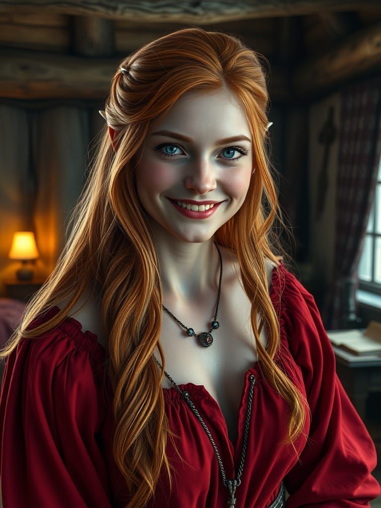 Viking Warrior Goddess in Dreamy Bedroom Sanctuary