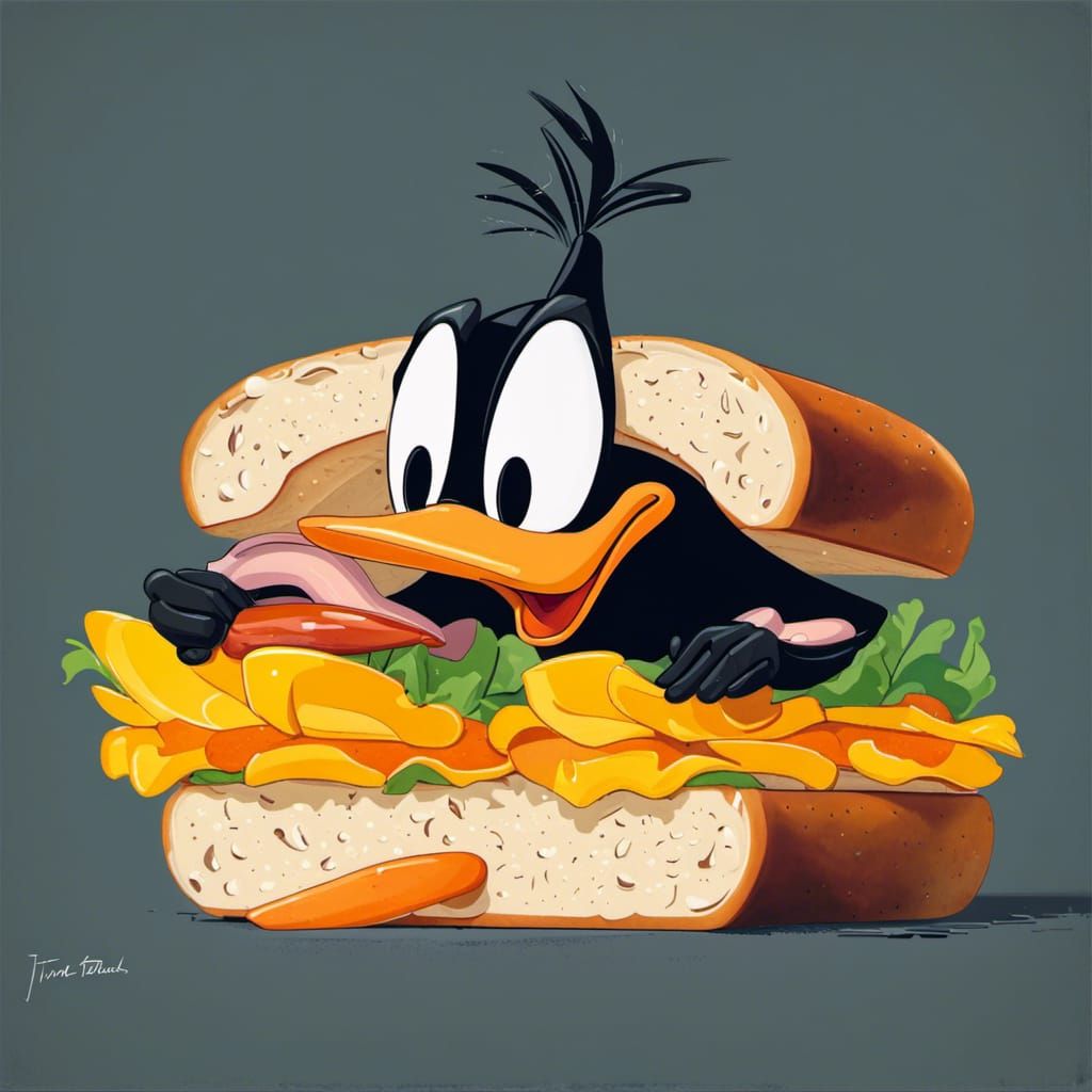 Daffy Duck Sandwich: Maximalist Photoillustration