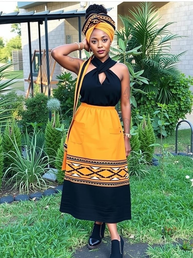 Xhosa Goddess in Vibrant Garden Attire