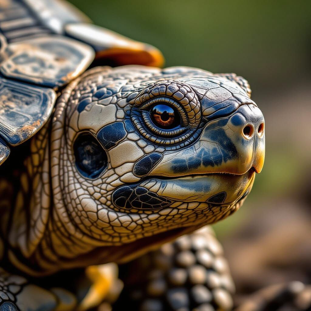Extreme Close-Up of Tortoise Face in Macro Photography