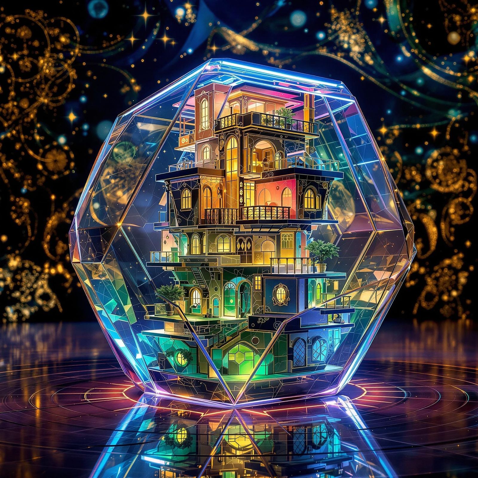 Luxuriant Futuristic Townhouse in a Glowing Glass Orb