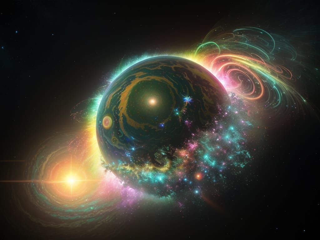 Vibrant Cosmic Eruption: Callisto's Radiant Rainbow Fish