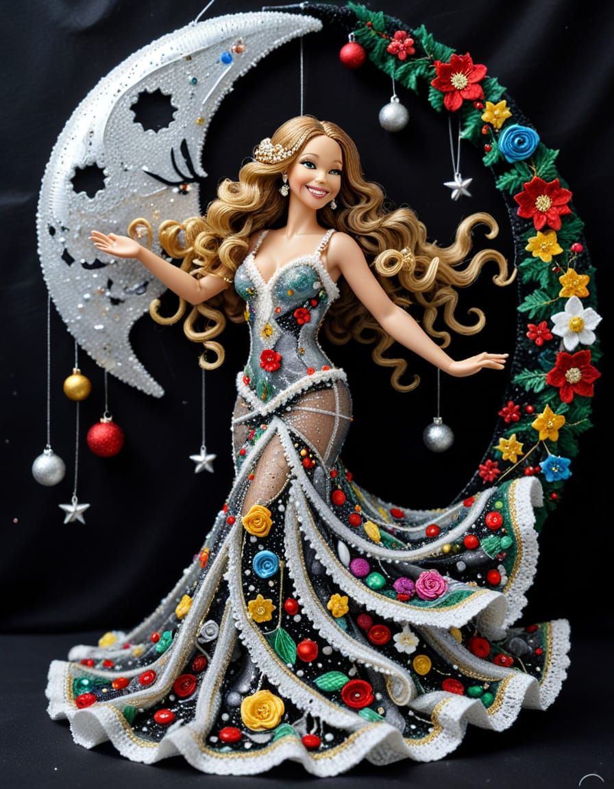 Mariah Carey as a Celestial Christmas Figure in Klimt Style