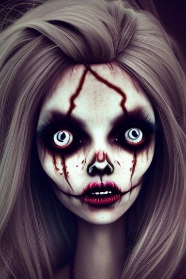Creepy Zombie Doll Portrait with Voodoo Elements
