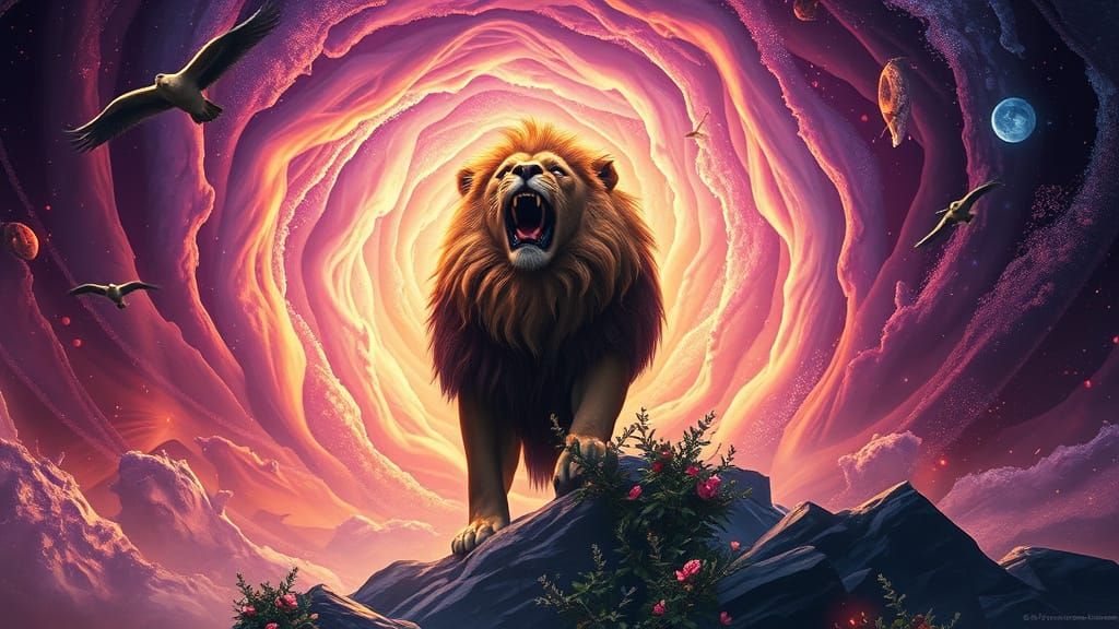 Majestic Aslan Unleashes Narnia in Vibrant, Ethereal Dark Fa...