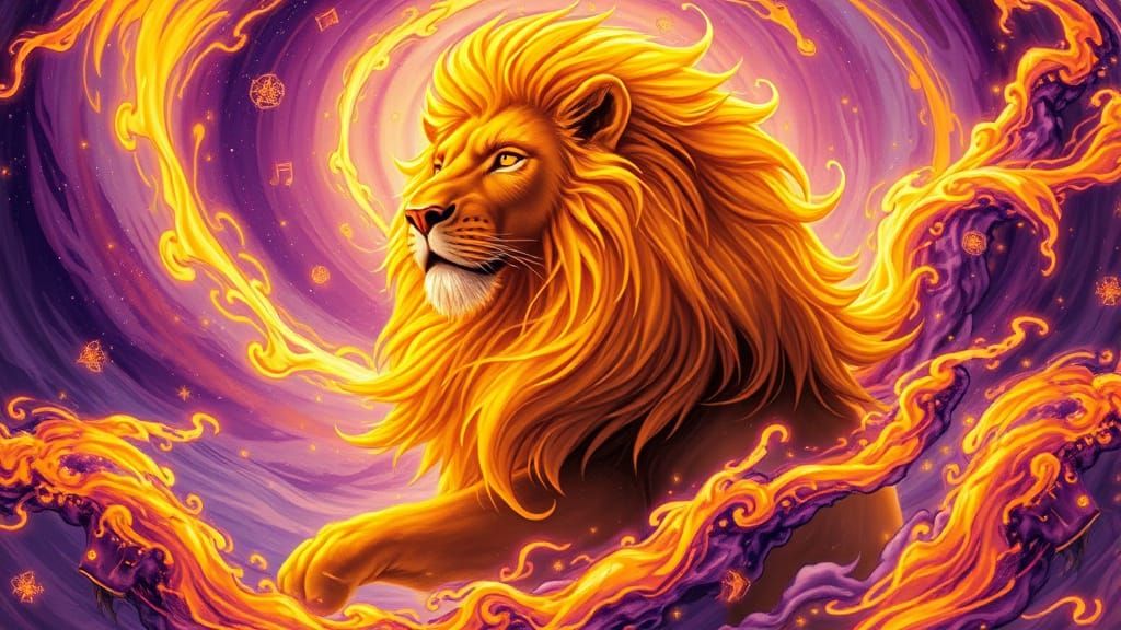 Regal Lion God Creates Narnia in Golden Light